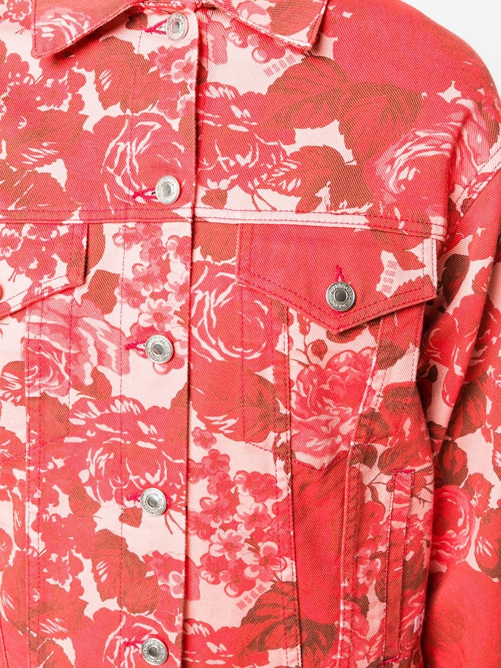 rose-print denim jacket - 5