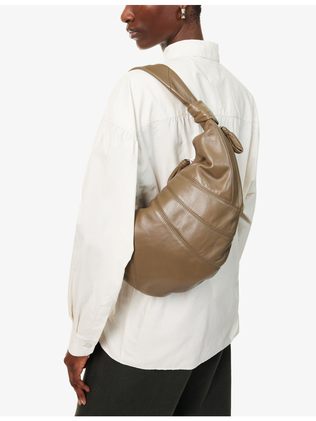 Small Croissant Leather Shoulder Bag - 3