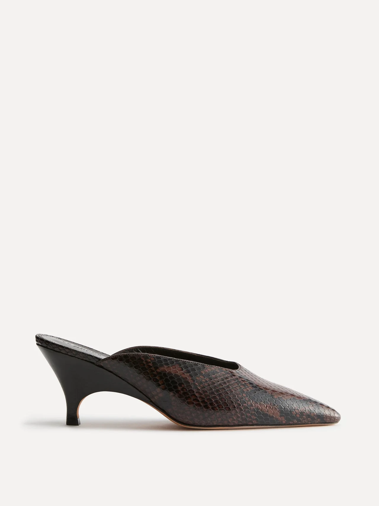 Petra Mule / Chocolate Leather Snake Effect - 1