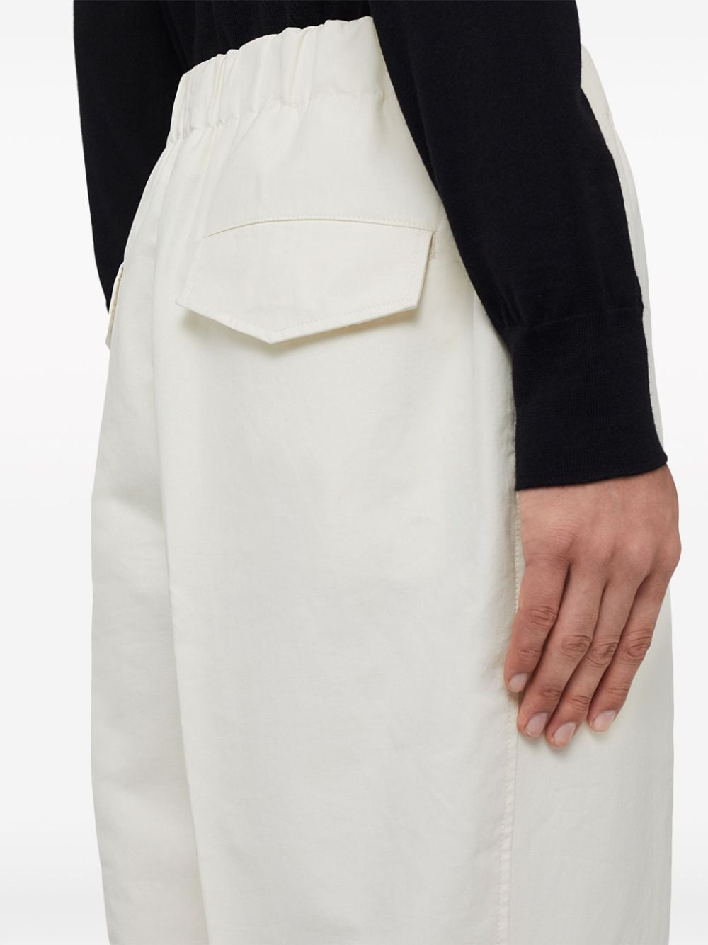 elasticated-waistband cotton trousers - 3