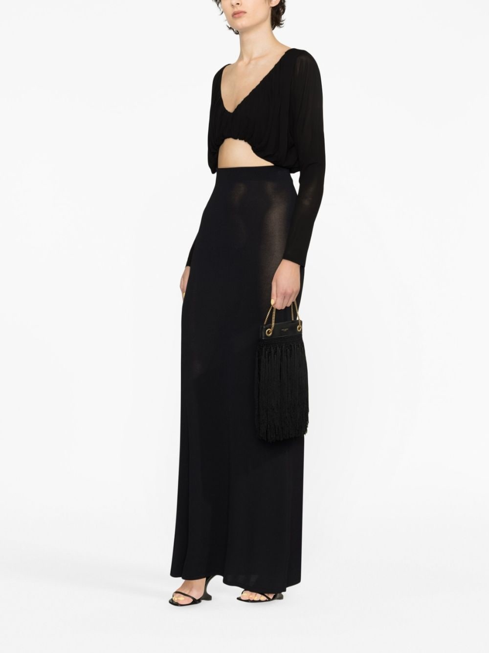 gathered jersey cropped top - 6