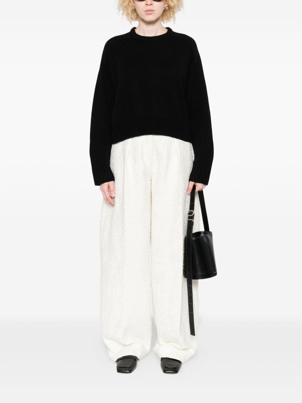 round-neck crop sweater - 2