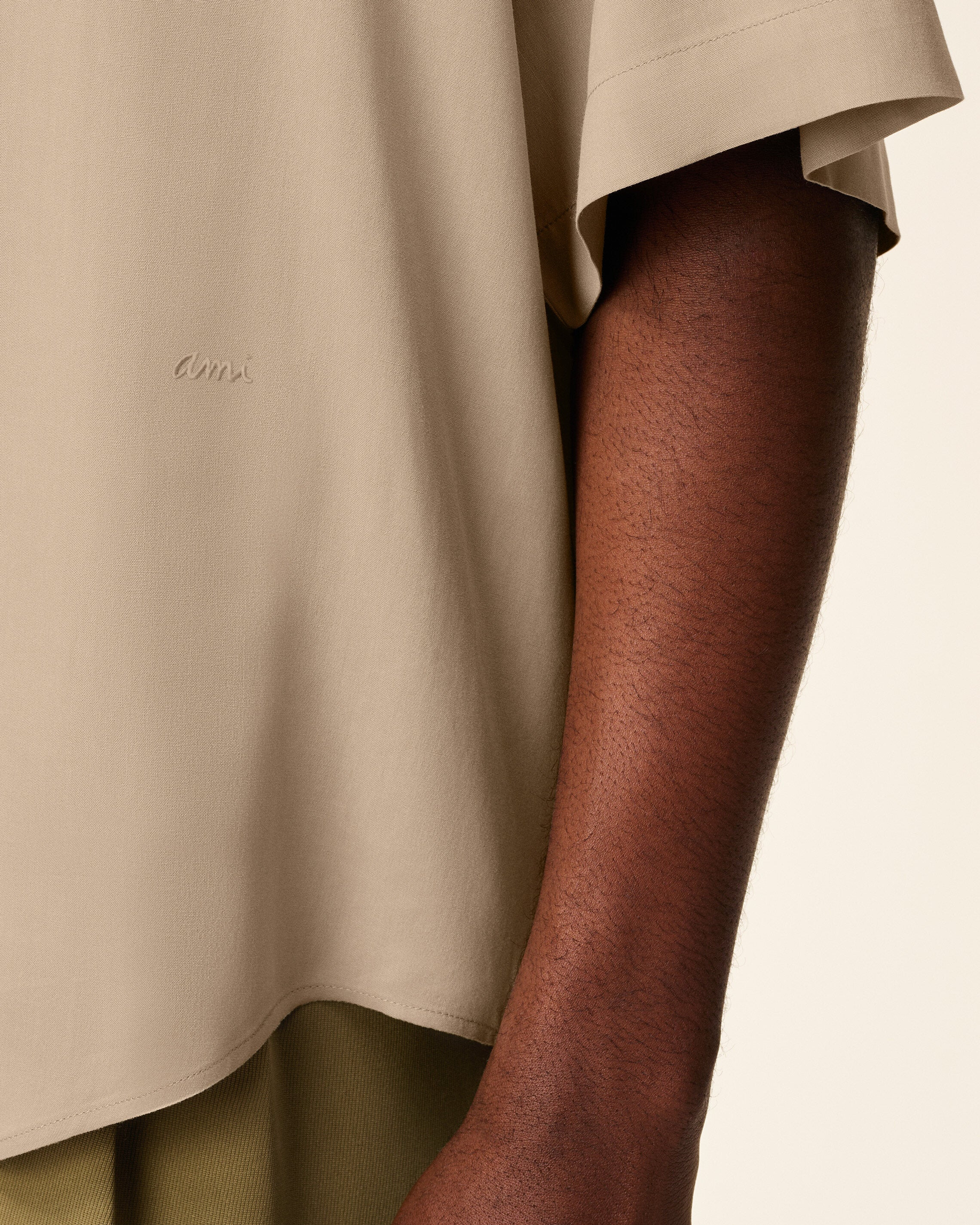 BEIGE AMI CAMP SHORT SLEEVED SHIRT - 4