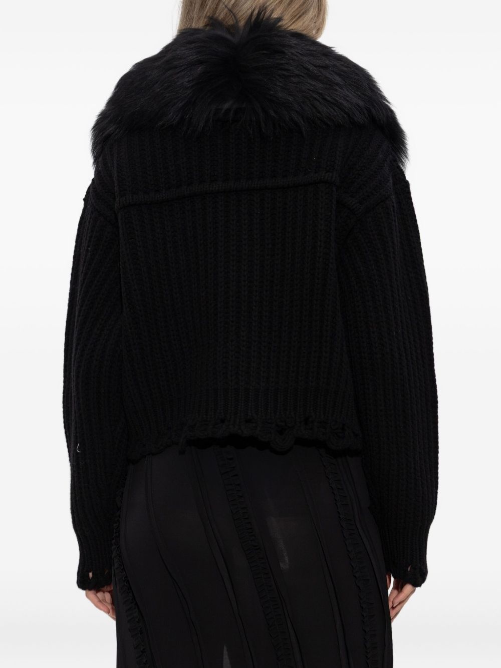 faux-fur-trim button-up jacket - 4