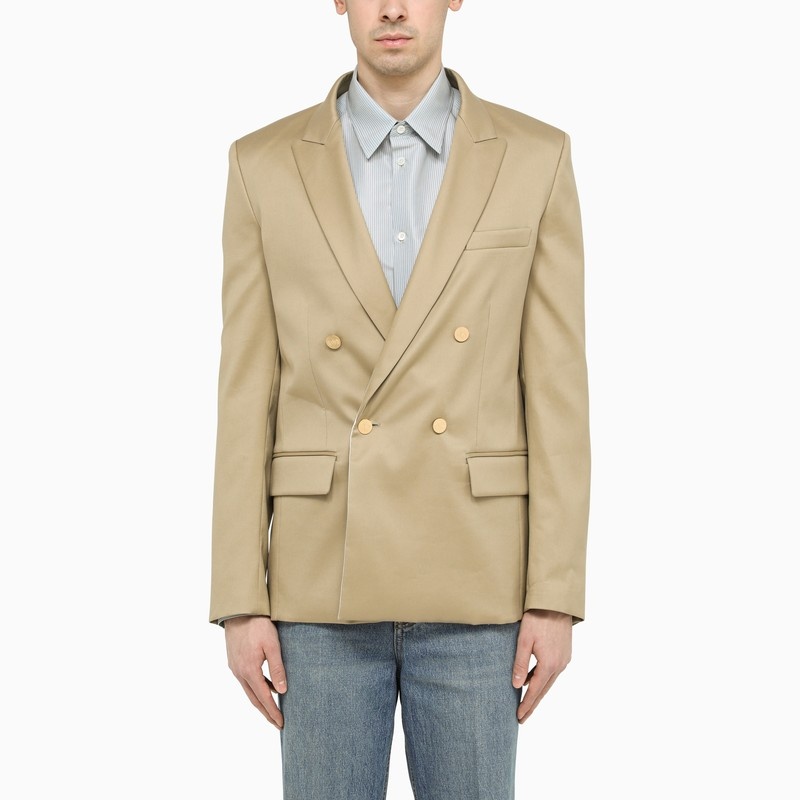 Sand cotton double-breasted jacket - 1