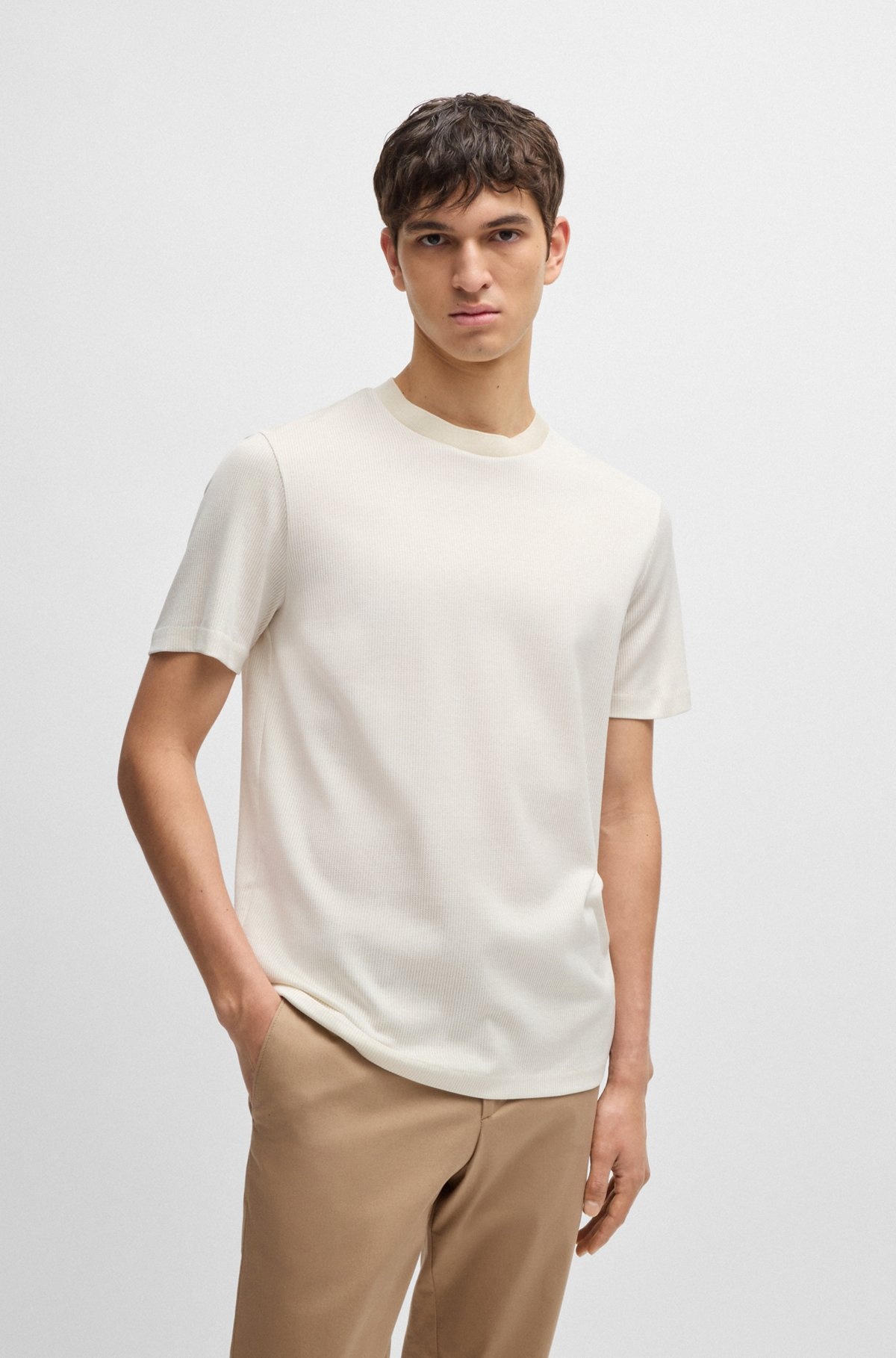 REGULAR-FIT T-SHIRT IN STRUCTURED COTTON - 2
