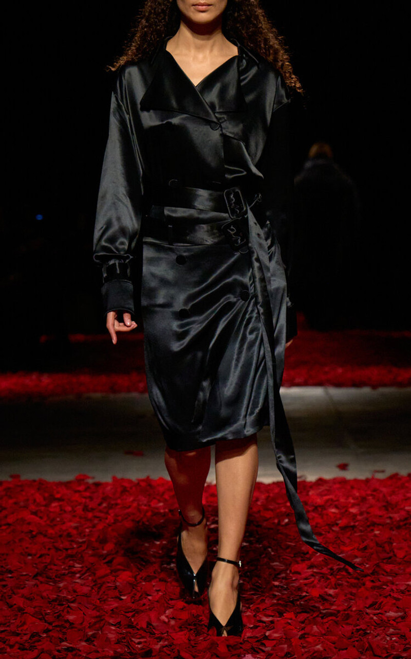 FERRAGAMO Wrap Satin Knee-Length Skirt black outlook