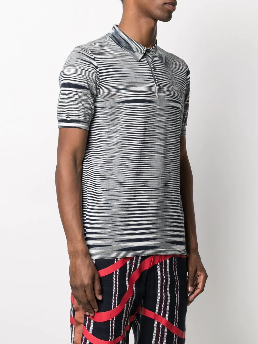 stripe print cotton polo shirt - 3