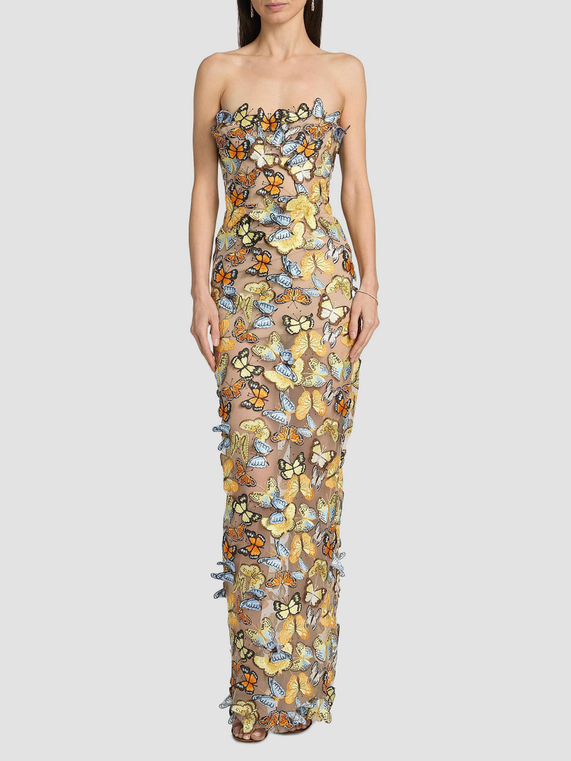 Women's Bella 3D Butterfly Dahlia Strapless Gown - Multi 3