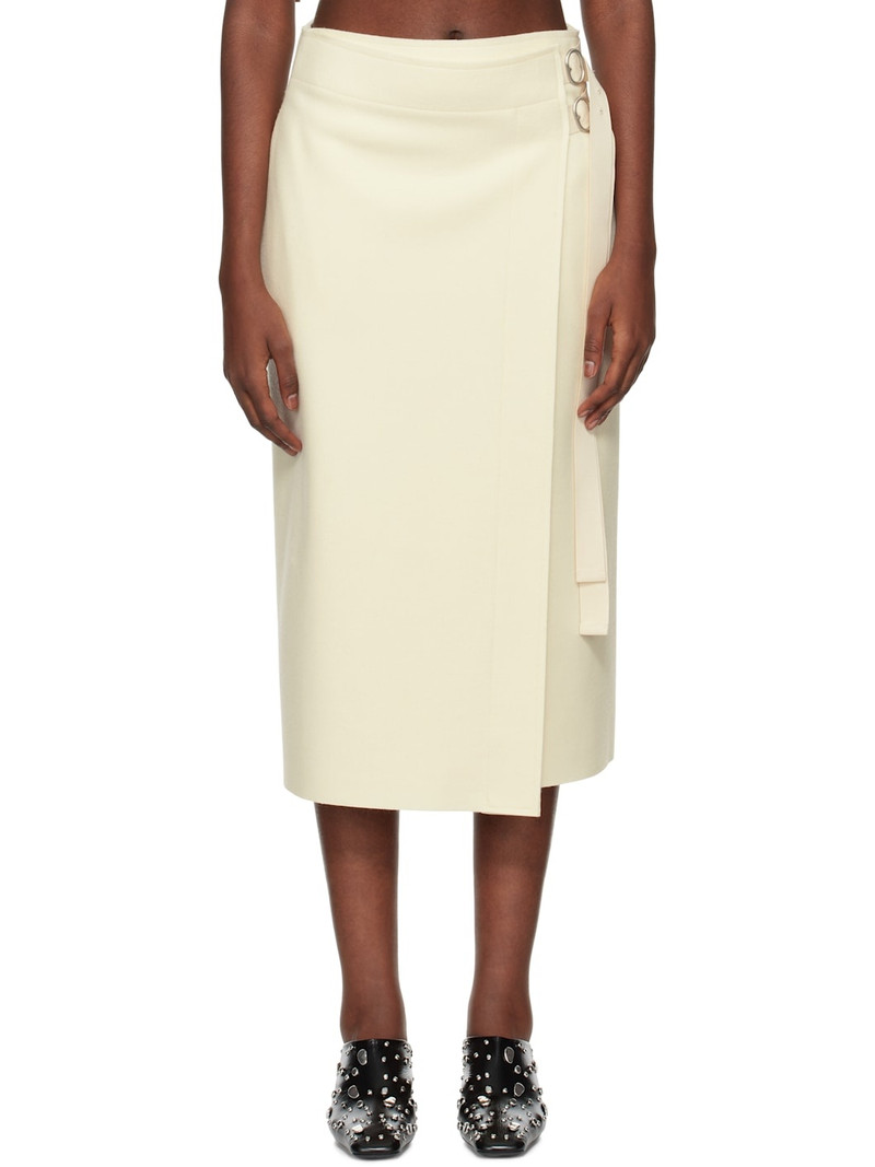 Off-White Double Face Compact Wool Midi Skirt 1