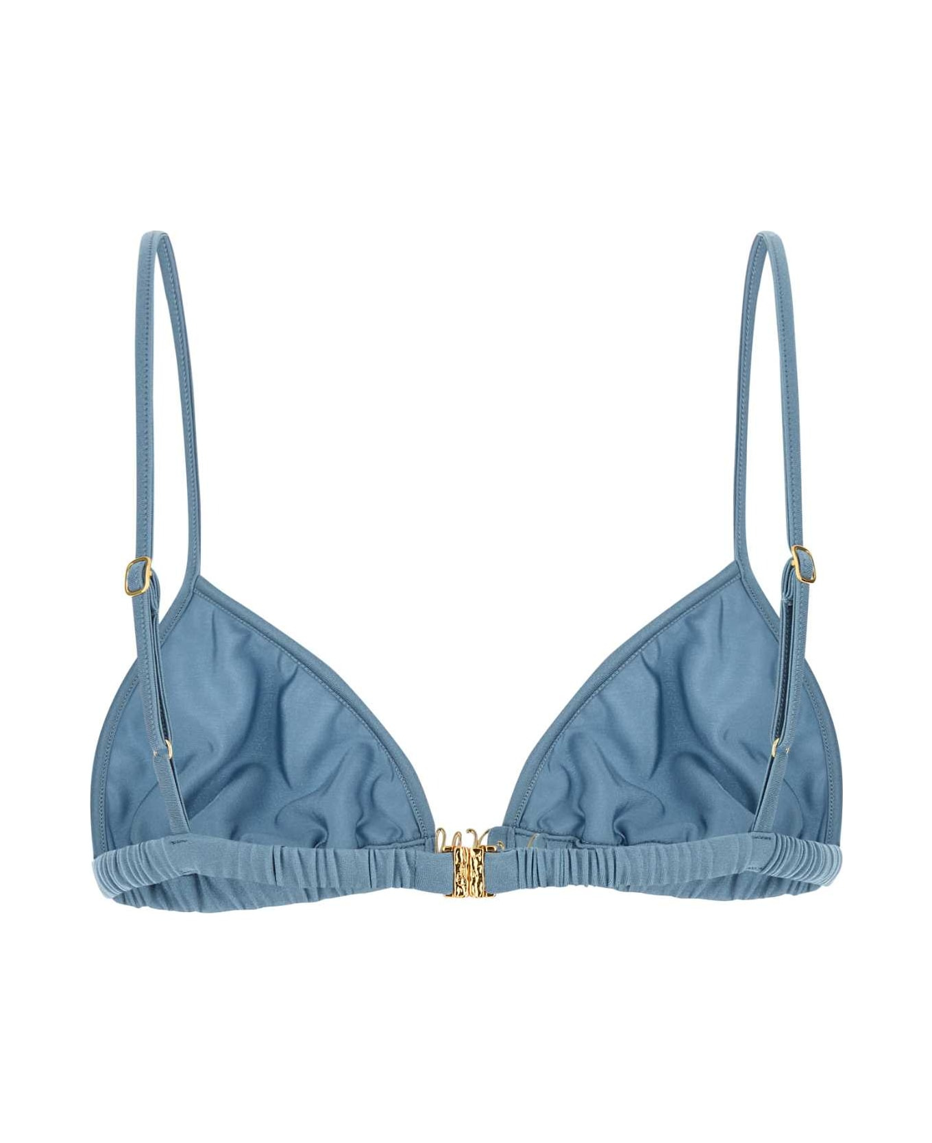 Cerulean Blue Stretch Nylon Bikini Top - 2