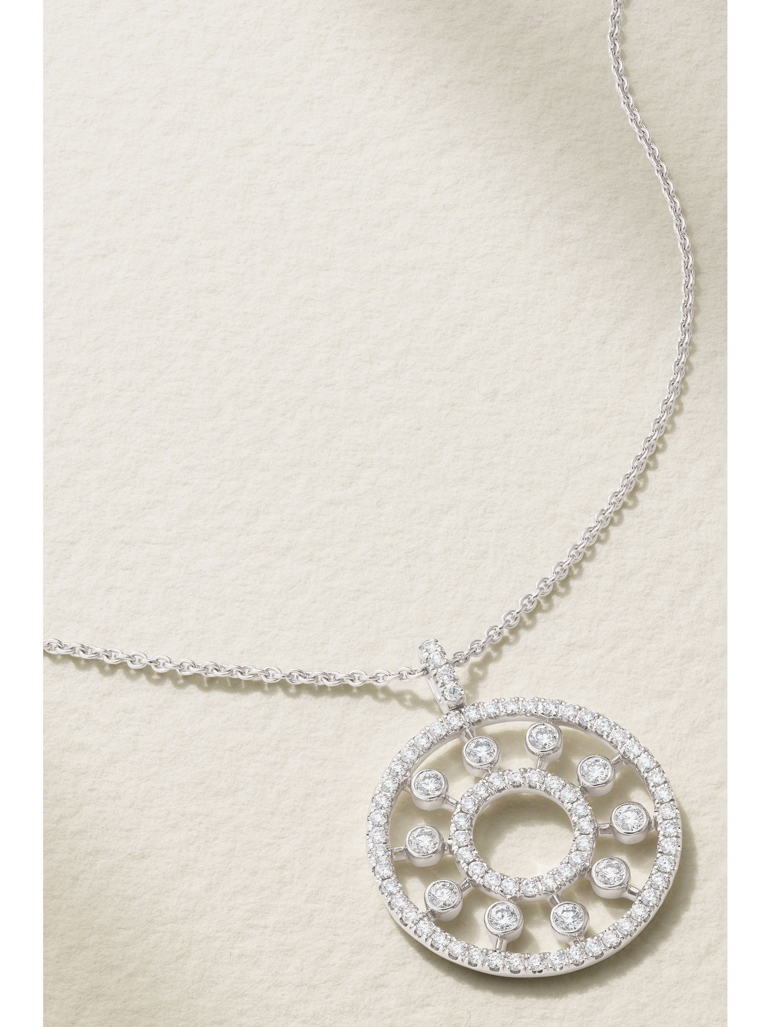 Dewdrop Medallion 18-karat white gold diamond necklace Gold - 4