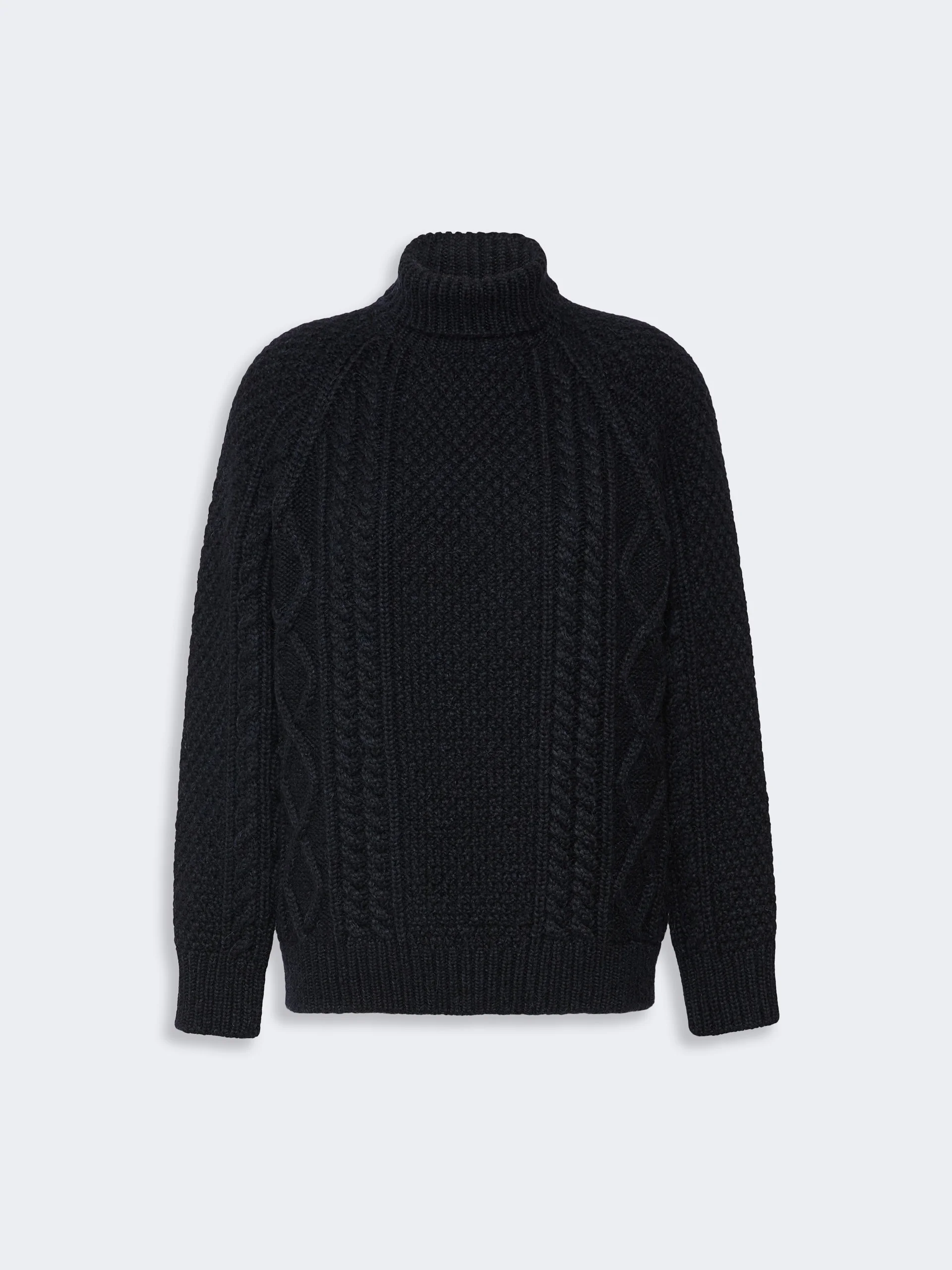 WKSSARONG Wool yarn turtleneck Aran jumper - NAVY - 1