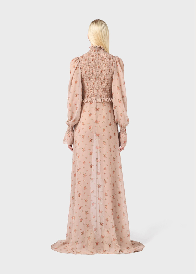 LONG DRESS IN SILK GEORGETTE WITH BOUQUET PRINT 4