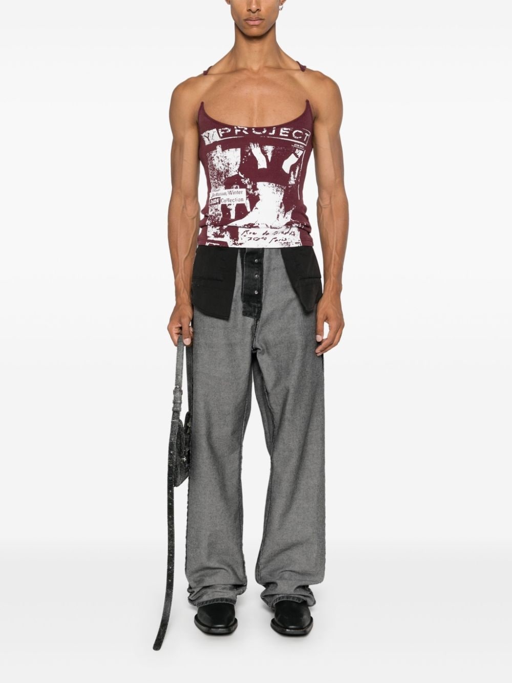 rock band-print invisible strap tank top - 3