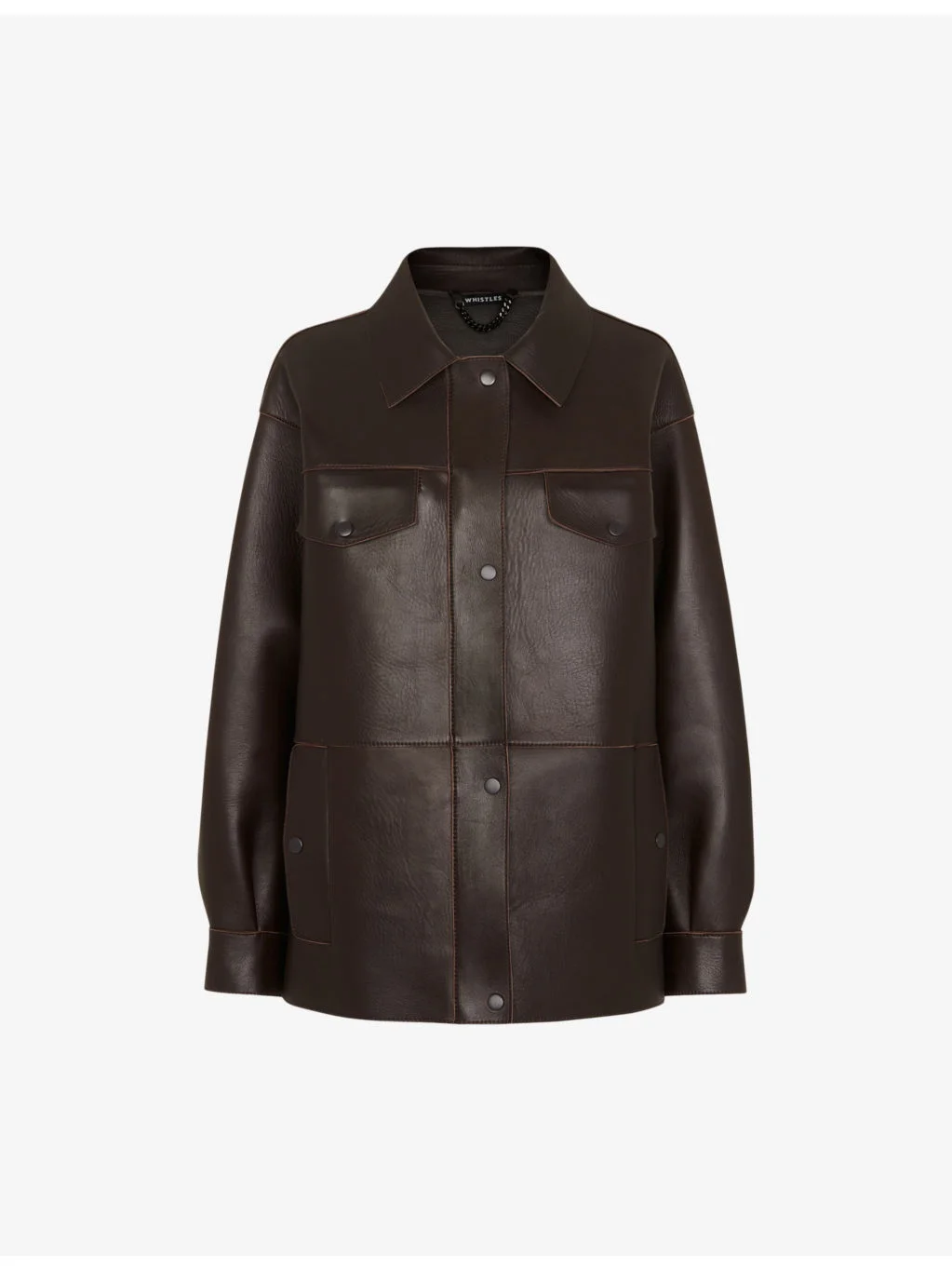 Oversized-fit bonded leather jacket - 1