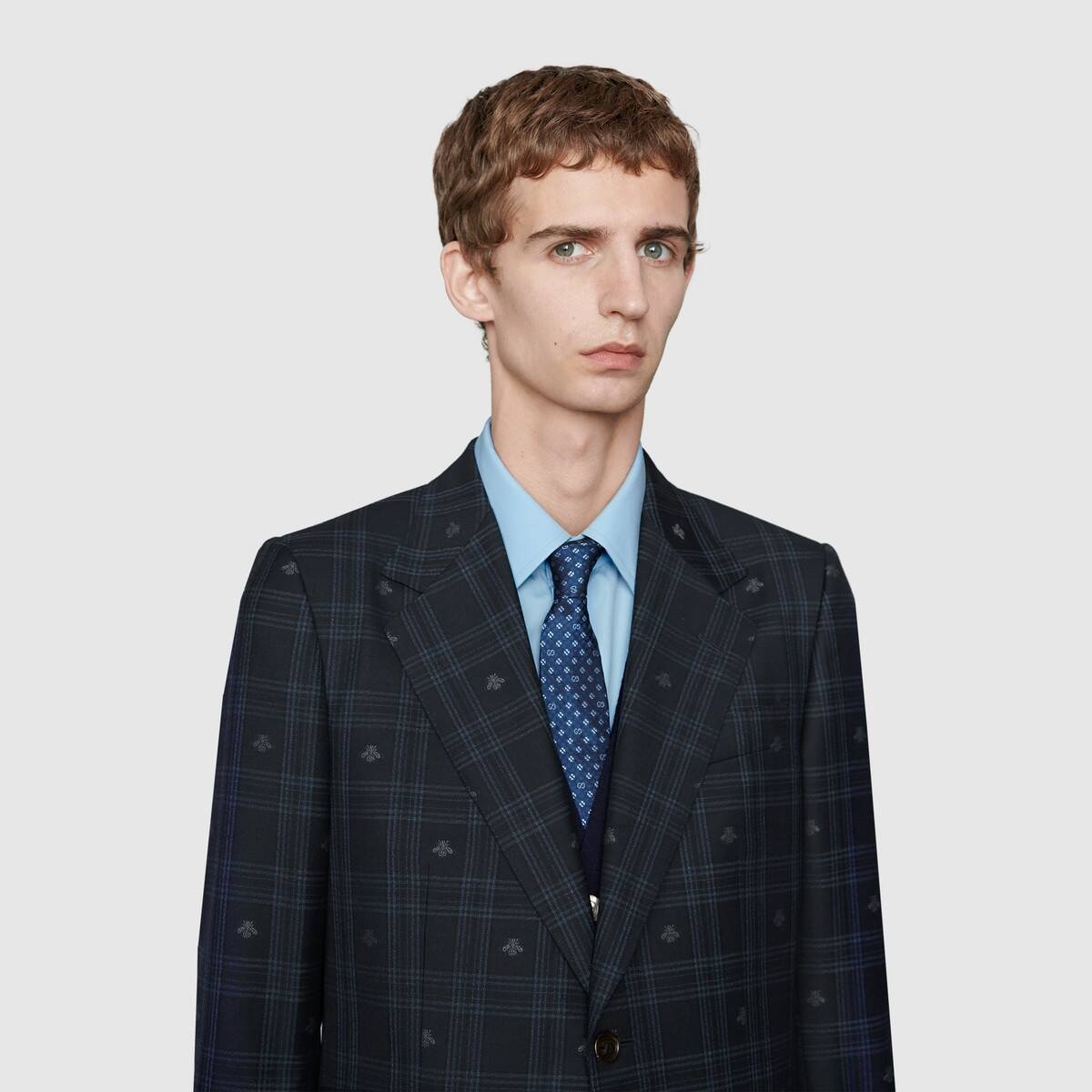 Fitted bee check wool suit - 9