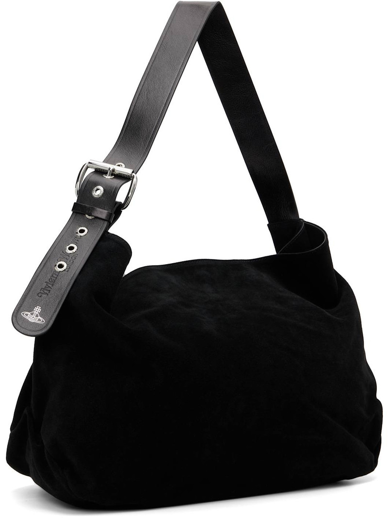Vivienne Westwood Black Suede Maxime Large Crossbody Tote outlook