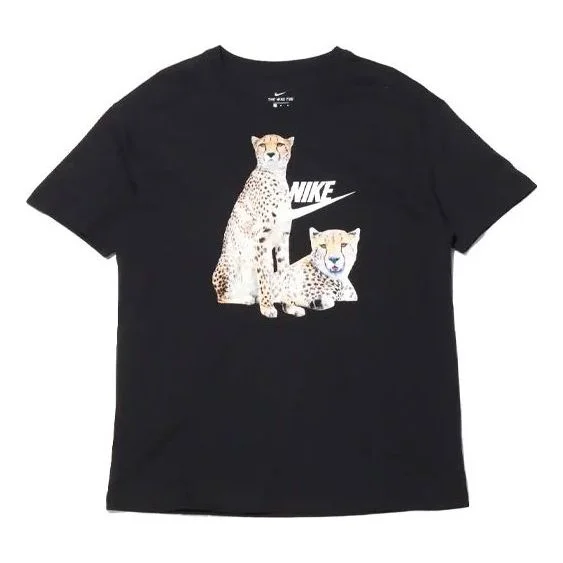 (WMNS) Nike Round Neck Printing Casual Sports Short Sleeve Black DD1486-010 - 1