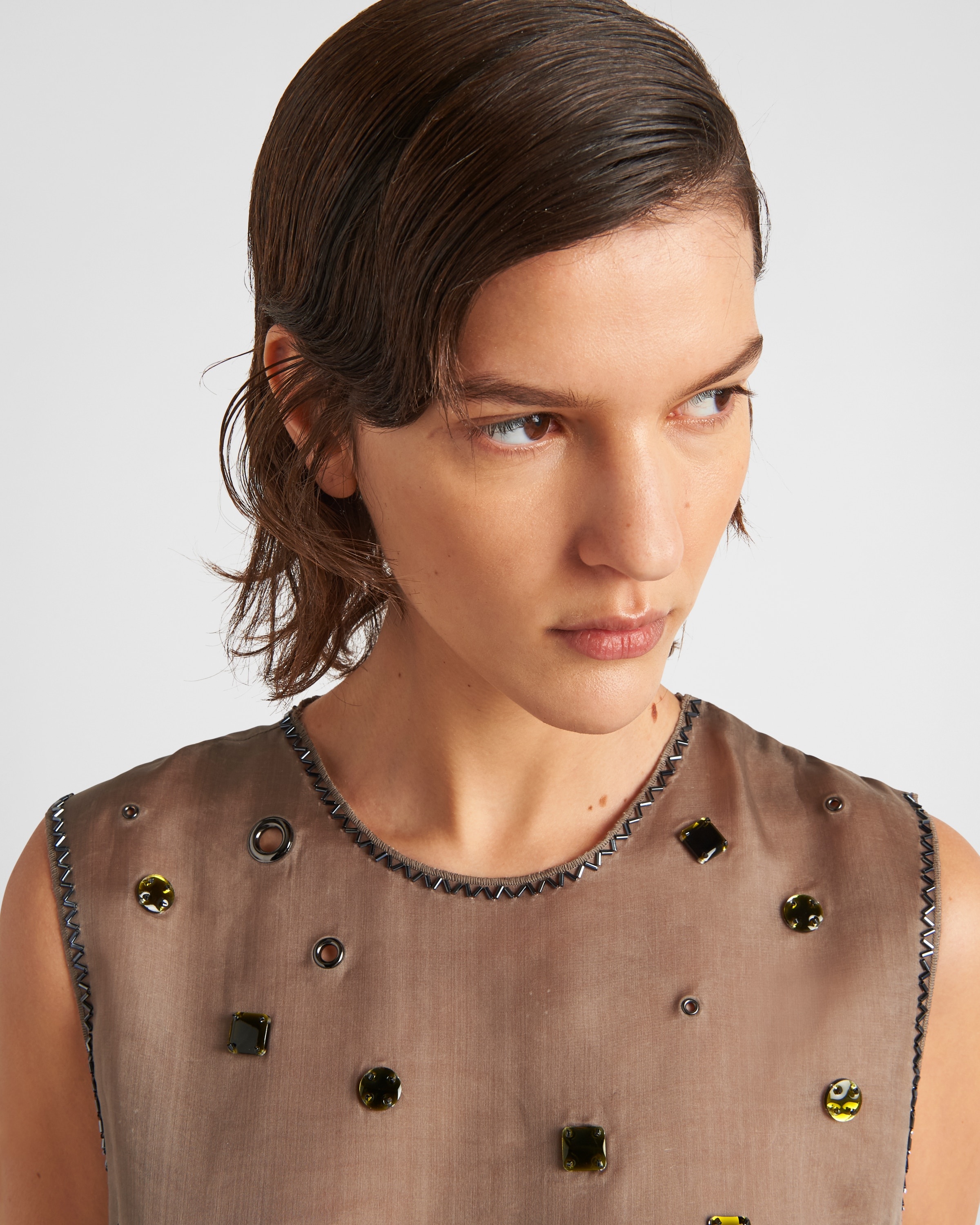 Organza top with grommet embellishment - 4