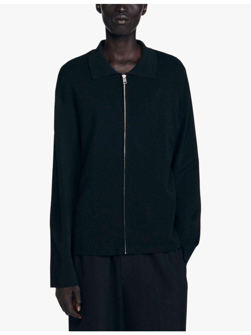 Relaxed-Fit Zip-Up Knitted Cardigan - 3