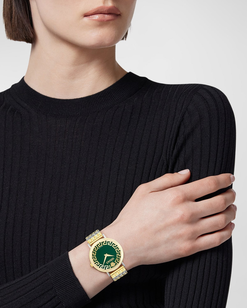 VERSACE 35mm Daedalus Watch with Bracelet Strap, Two Tone/Green outlook