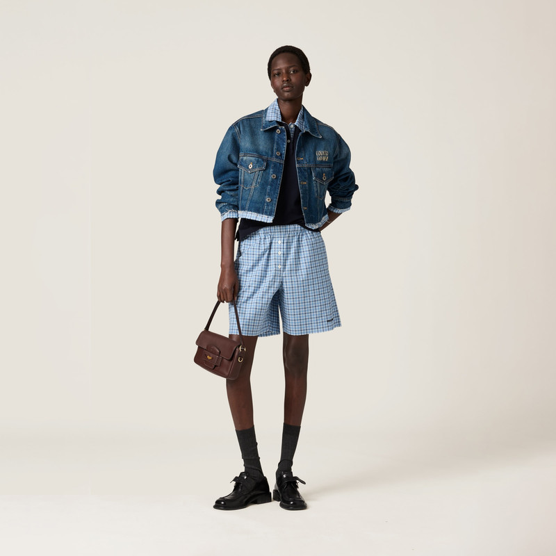 Miu Miu Washed denim blouson jacket outlook