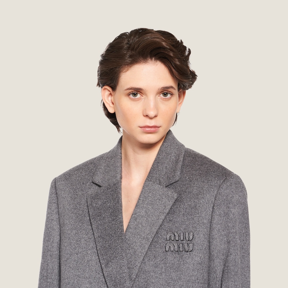 Double-breasted velour coat - 4