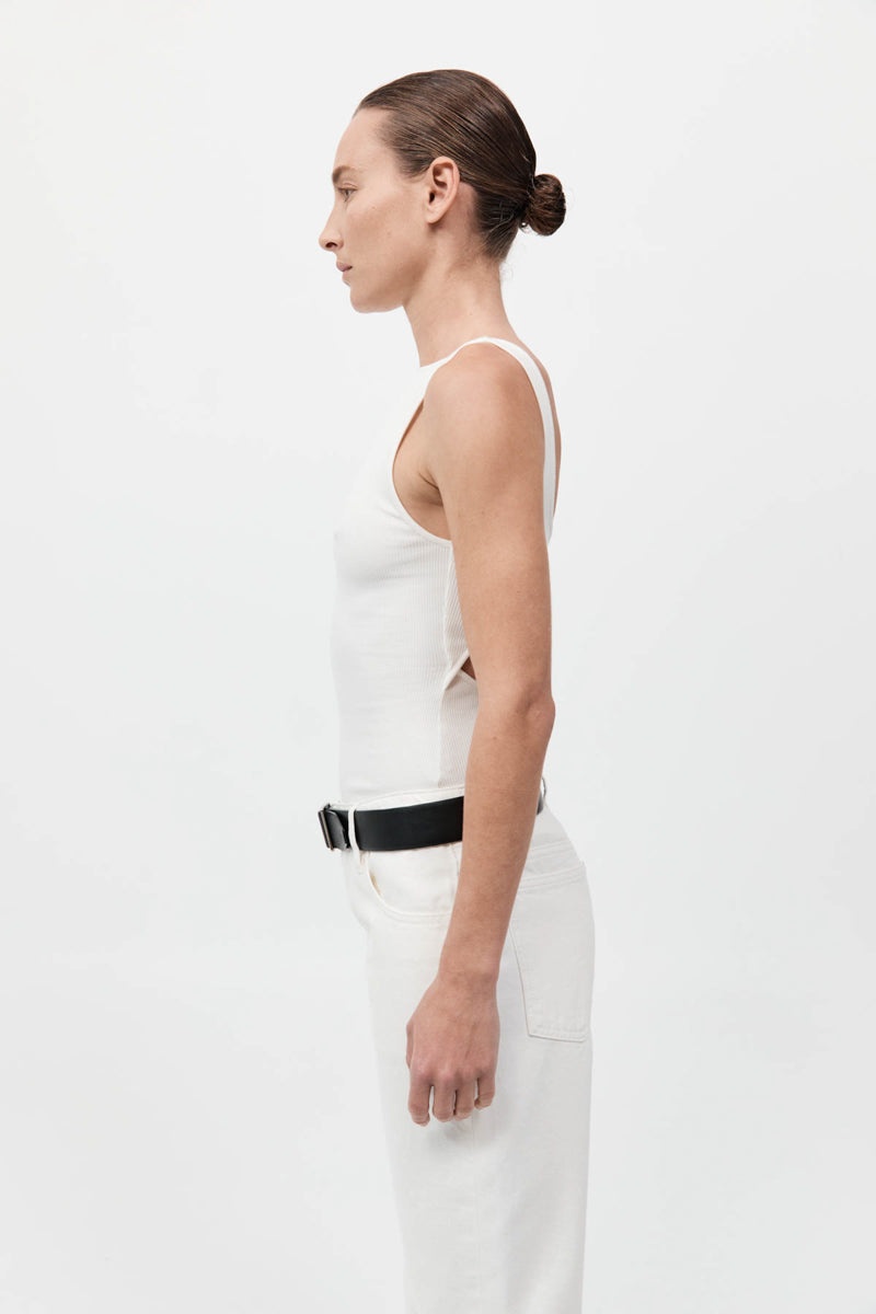 Rib Bateau Cut Out Top - White - 4