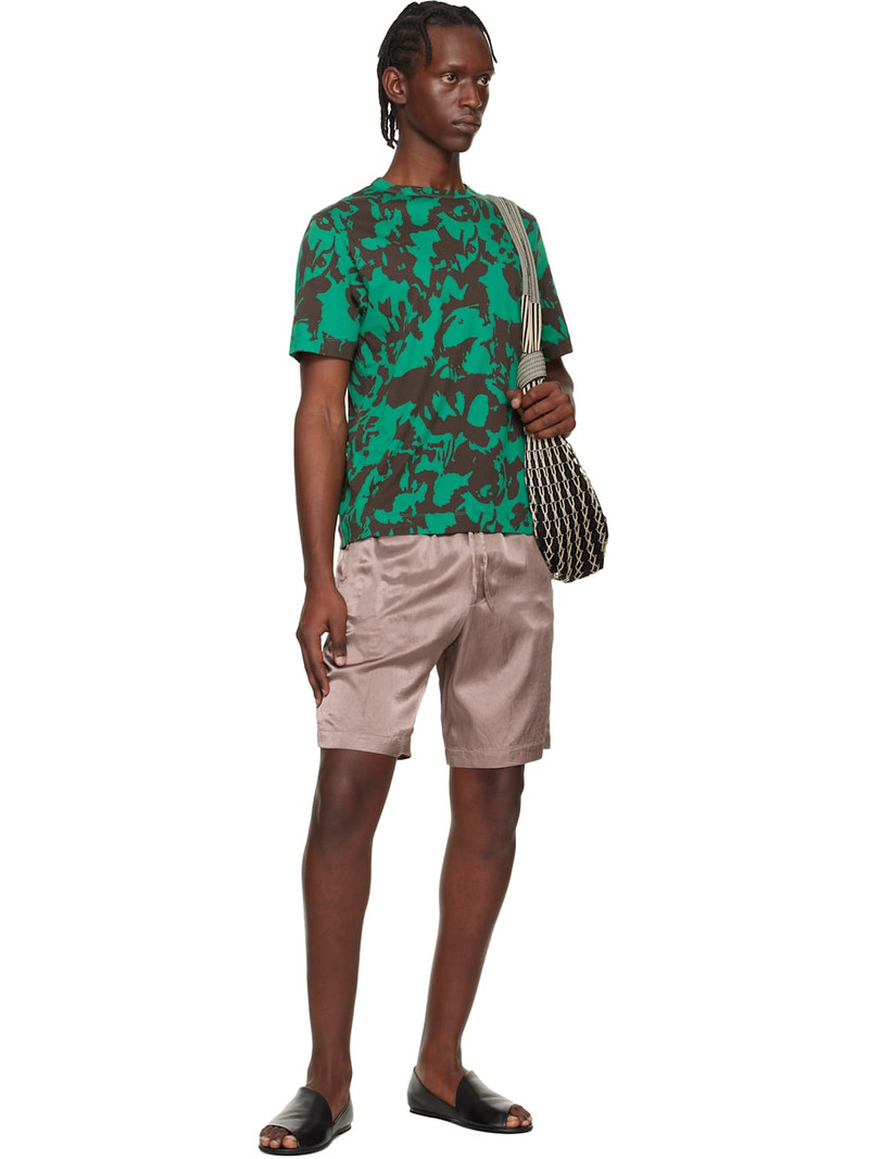 Dries Van Noten Green & Brown Printed Cotton T-shirt outlook