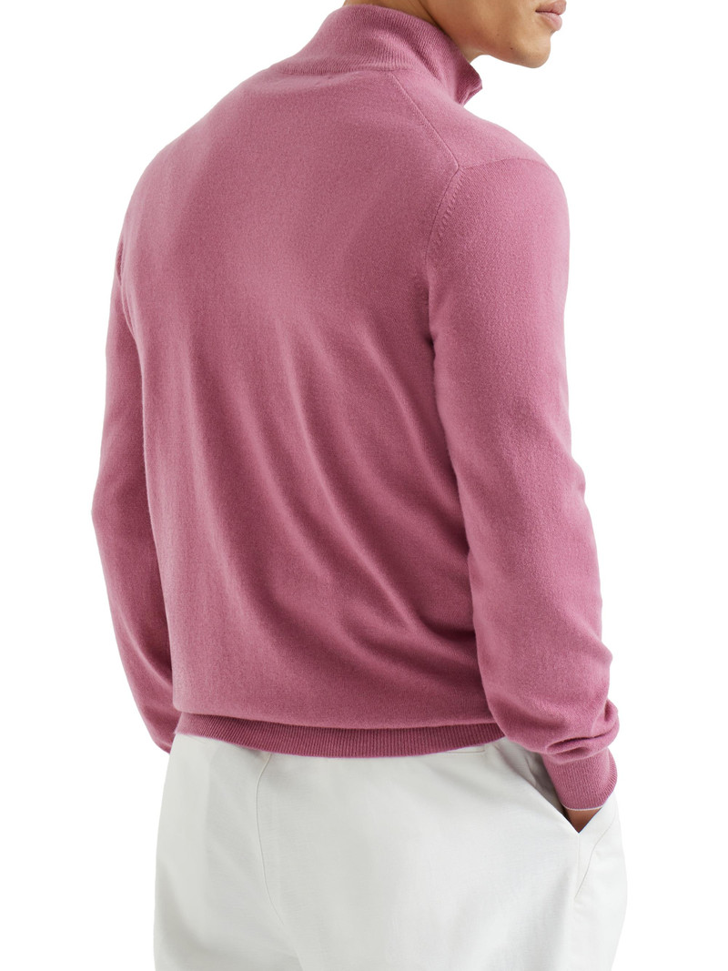 Men's Cashmere Sweater with Half Zip - Coral 3