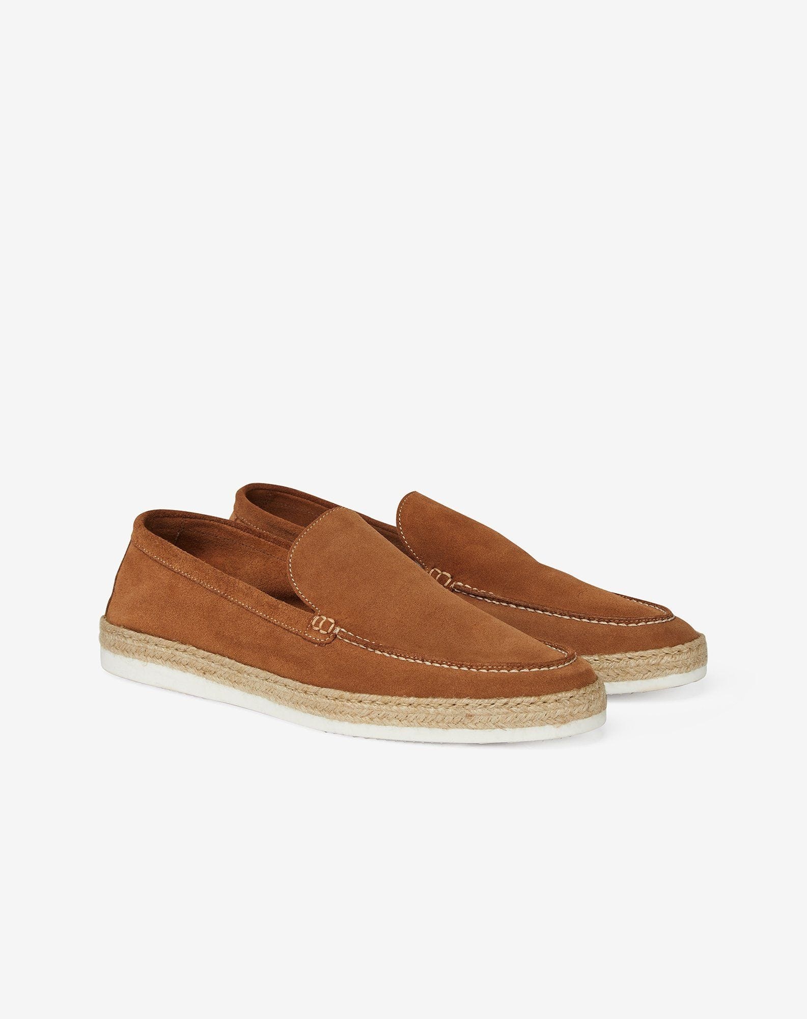 Tobacco-brown suede slip-on loafers - 2