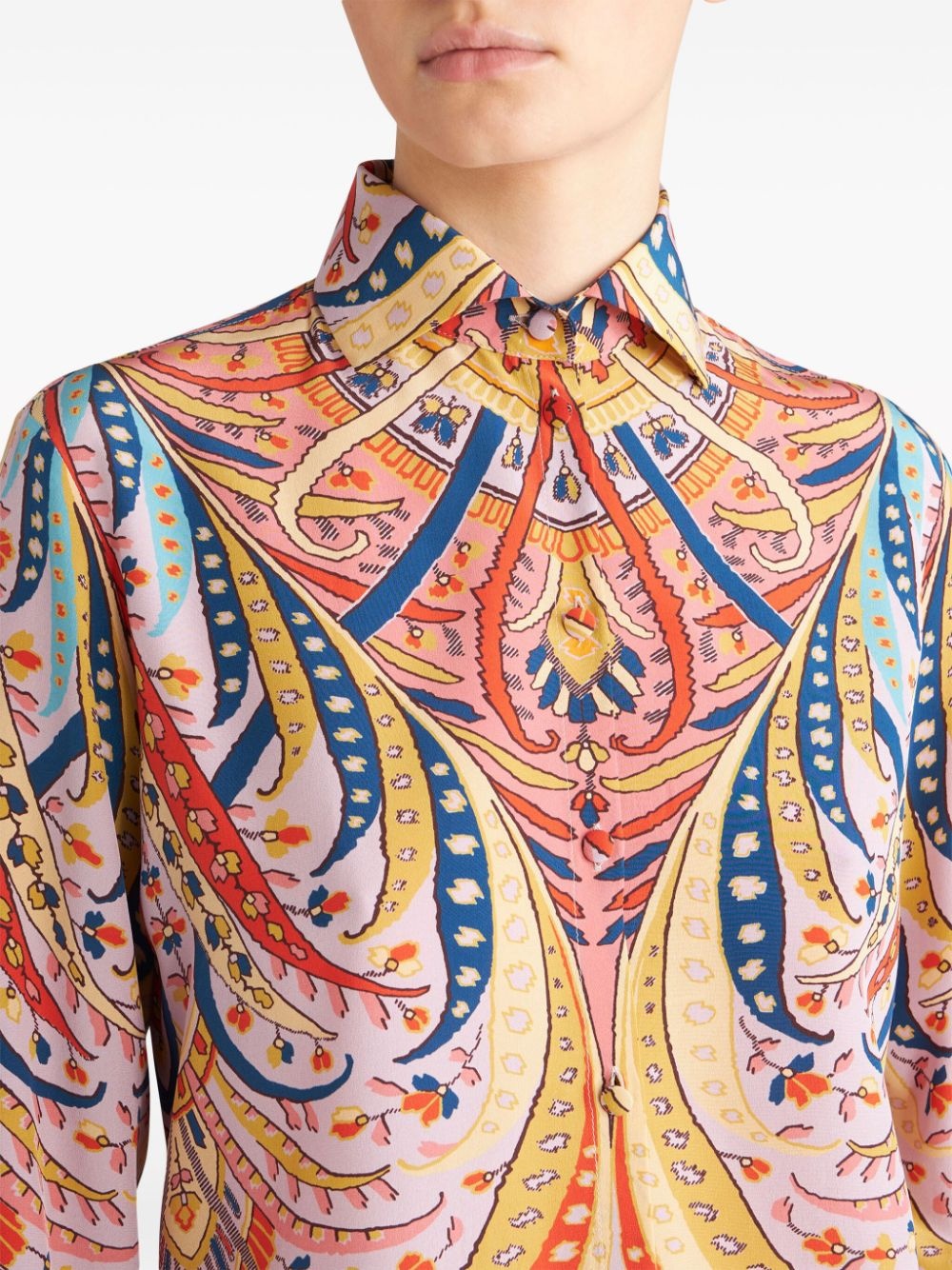 paisley-print crepe de chine shirt - 4