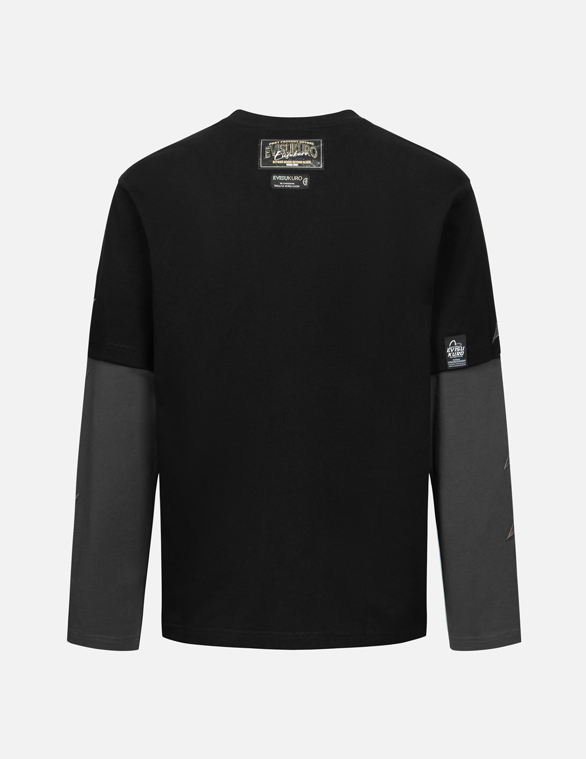 2-in-1 3D Logo Embroidery Loose Fit Long Sleeve T-shirt - 2