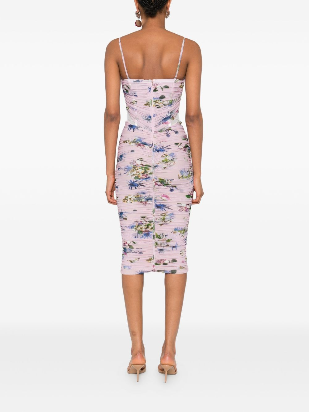 floral-print ruched midi day dress - 4