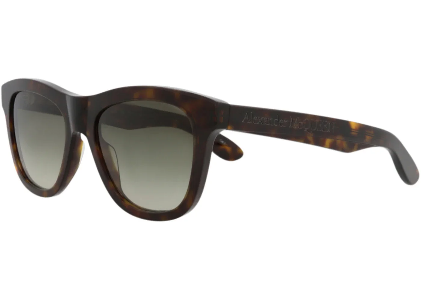 Alexander McQueen Square Rectangle Sunglasses Havana Havana Green (AM0421S-30014615-002) - 1