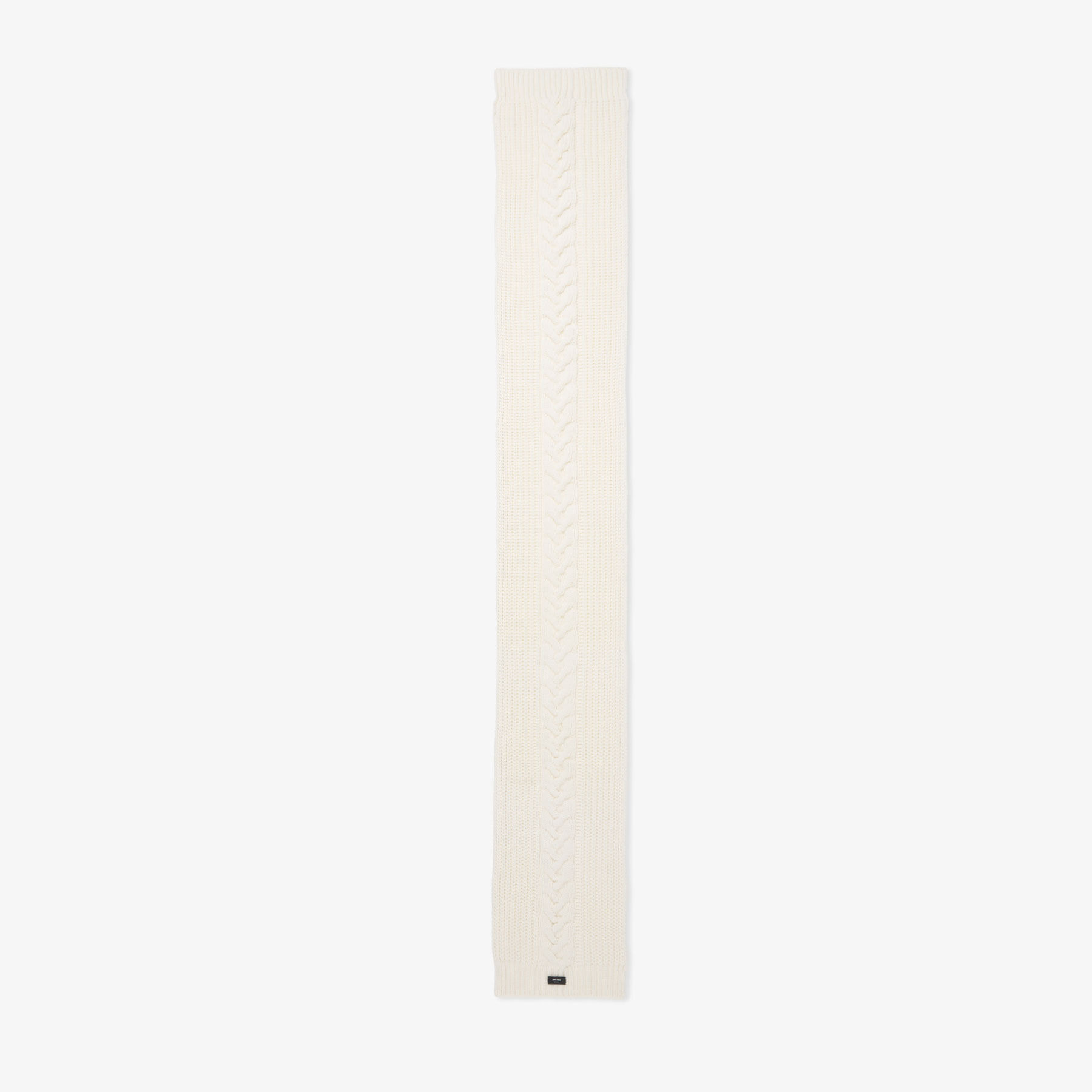 Yukiko Cable
Latte Cable Knit Scarf with Leather Logo Tag - 2