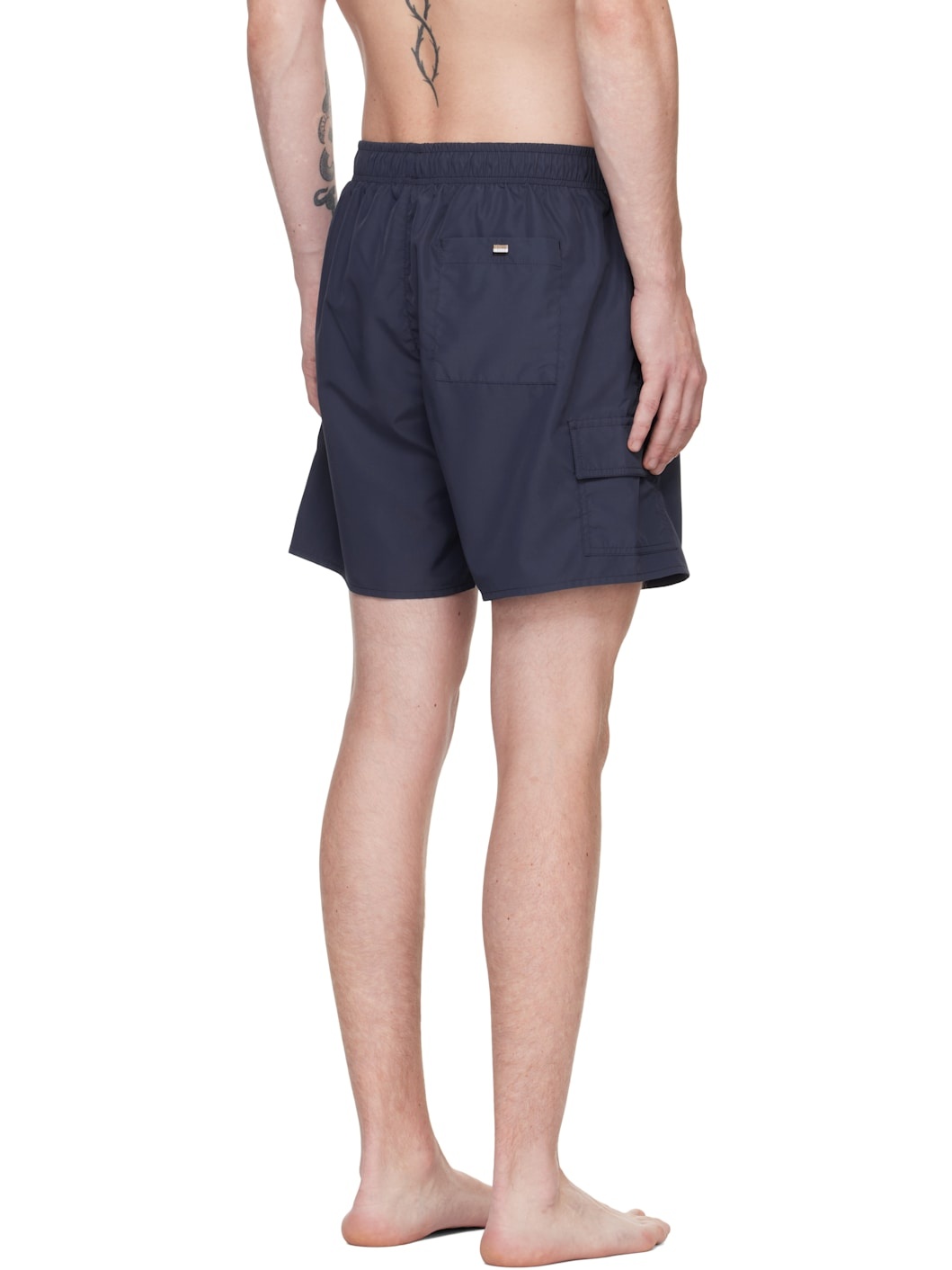 Navy Flap Pocket Swim Shorts - 3