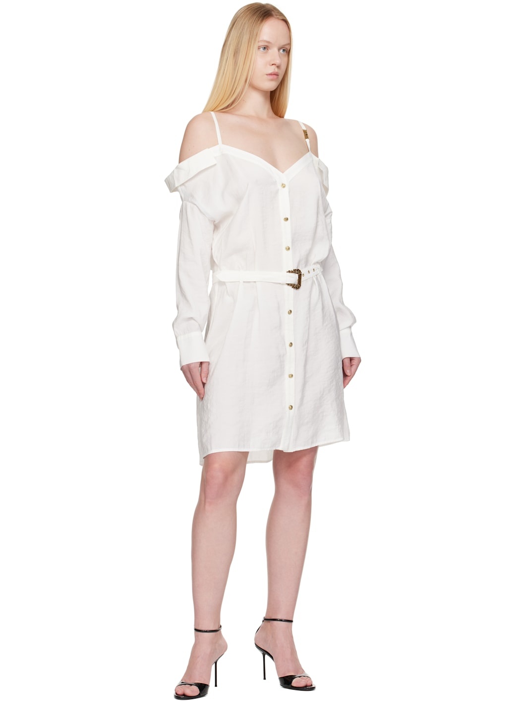 White Off-the-Shoulder Minidress - 4