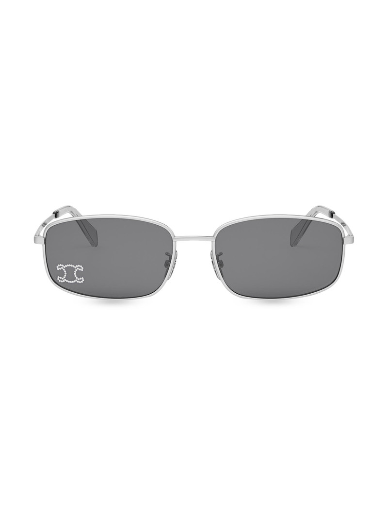 Women's Triomphe 60MM Rectangular Sunglasses - Silver Crystal Grey - 1