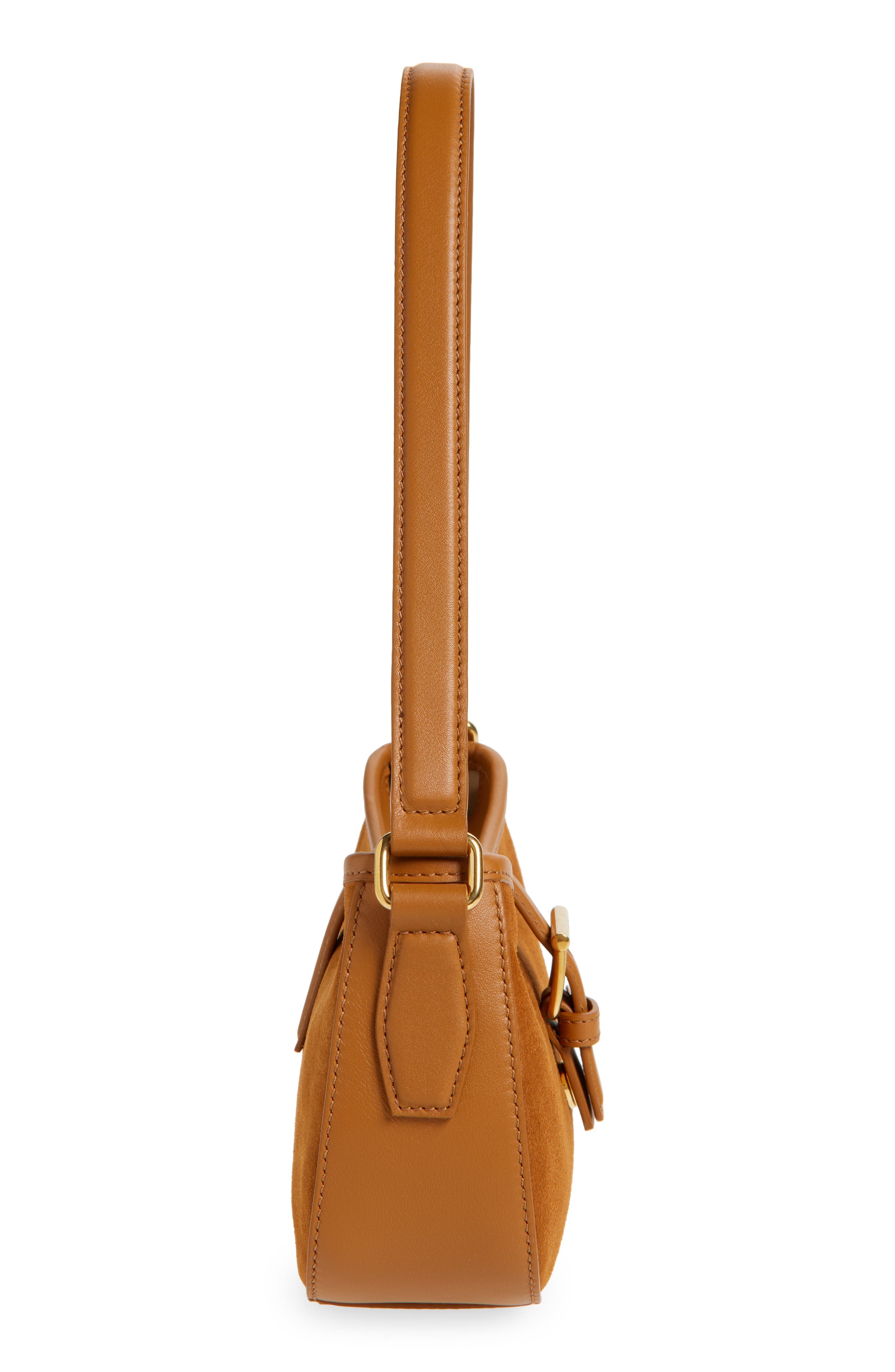McQueen Mini T-Bar Leather Shoulder Bag in Light Brown/Gold at Nordstrom - 4