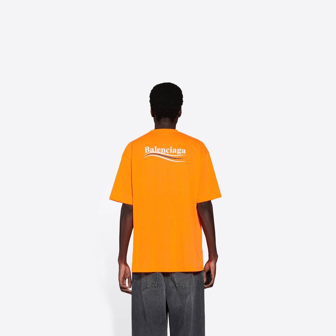 Men's Political Campaign Large Fit T-shirt in Fluo Orange - 5