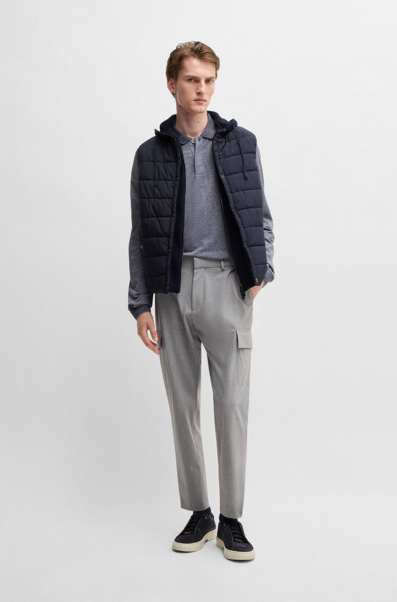 BOSS HOODED GILET IN WOOL WITH DOWN-BLEND FRONT PANEL outlook