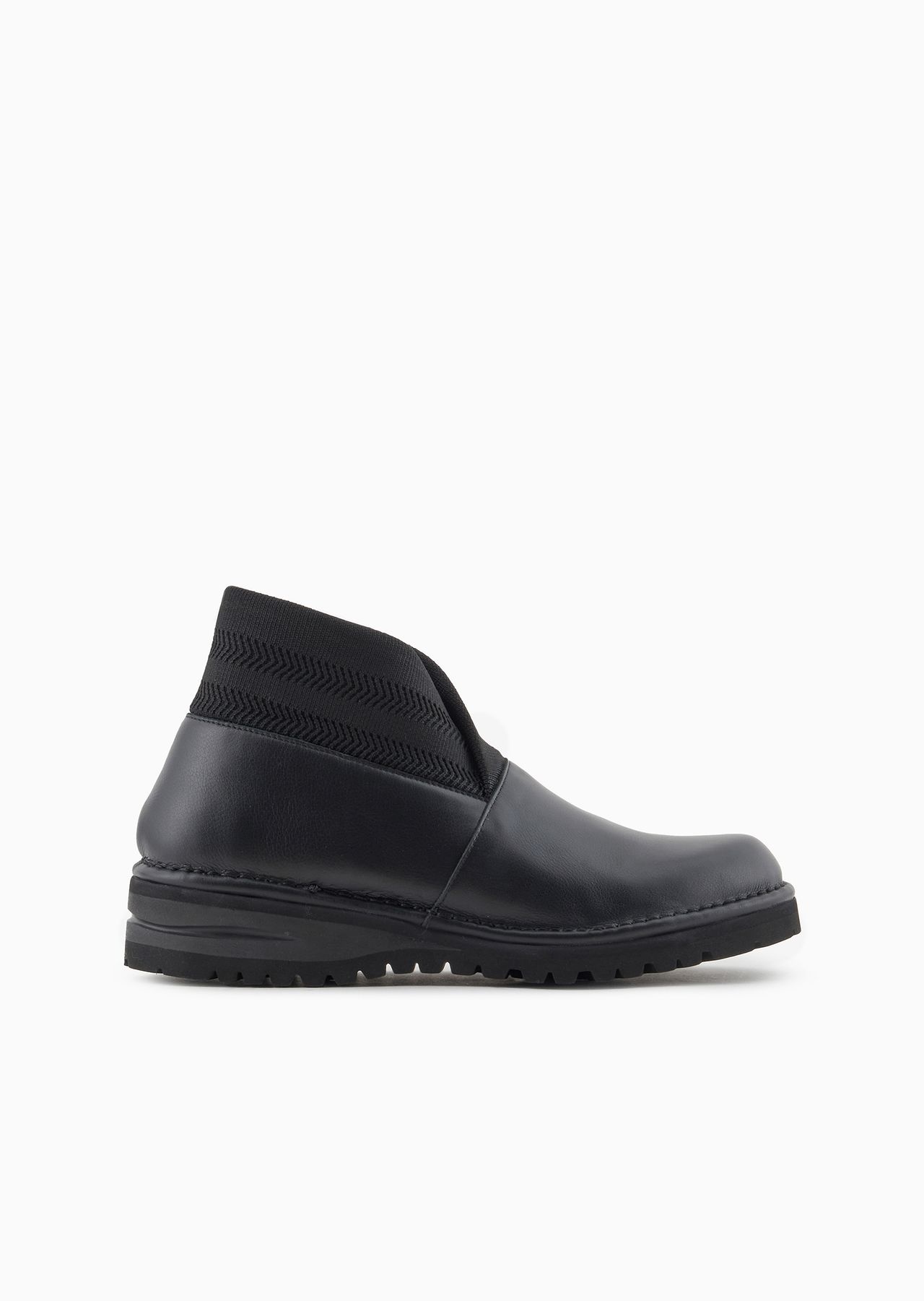 Leather ankle boots with knit details - 1
