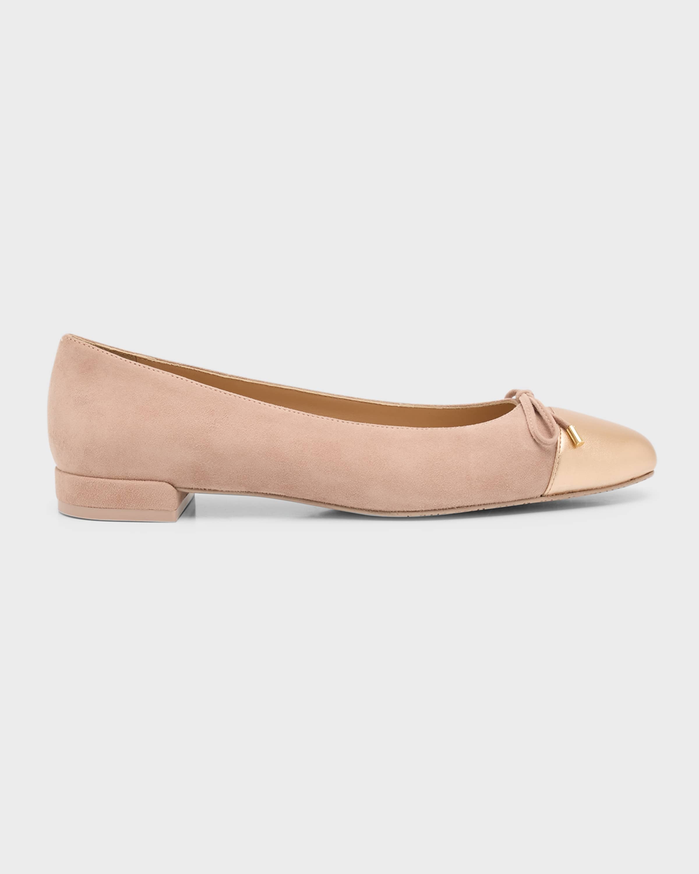 Sleek Bicolor Bow Ballerina Flats - 1