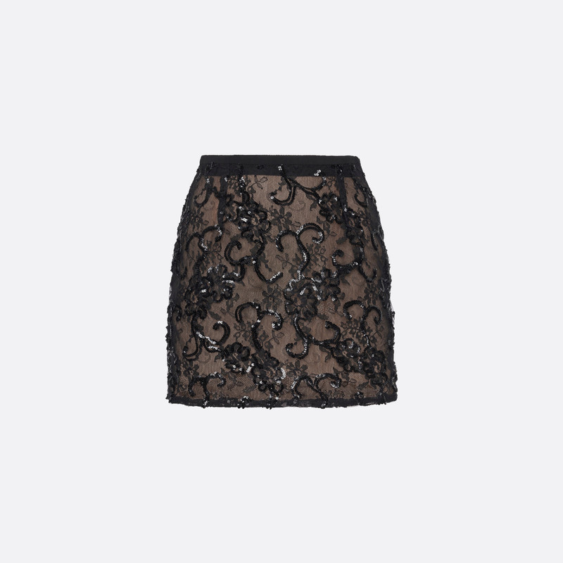 SEQUIN EMBROIDERED LACE MINI SKIRT 1