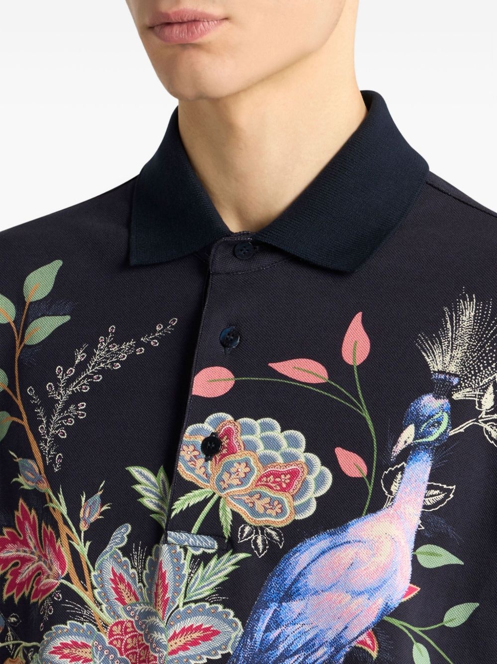 Flowers and Peacock polo shirt - 4
