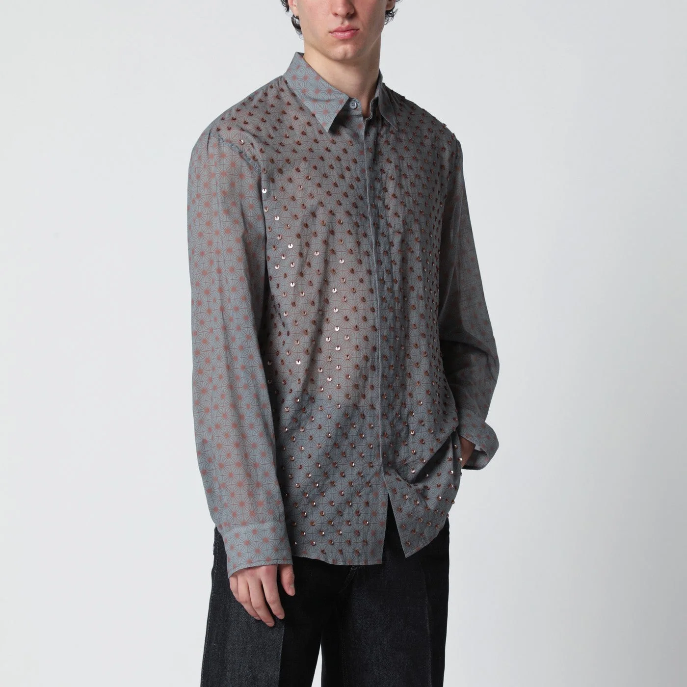 Grey shirt with sequins - 1