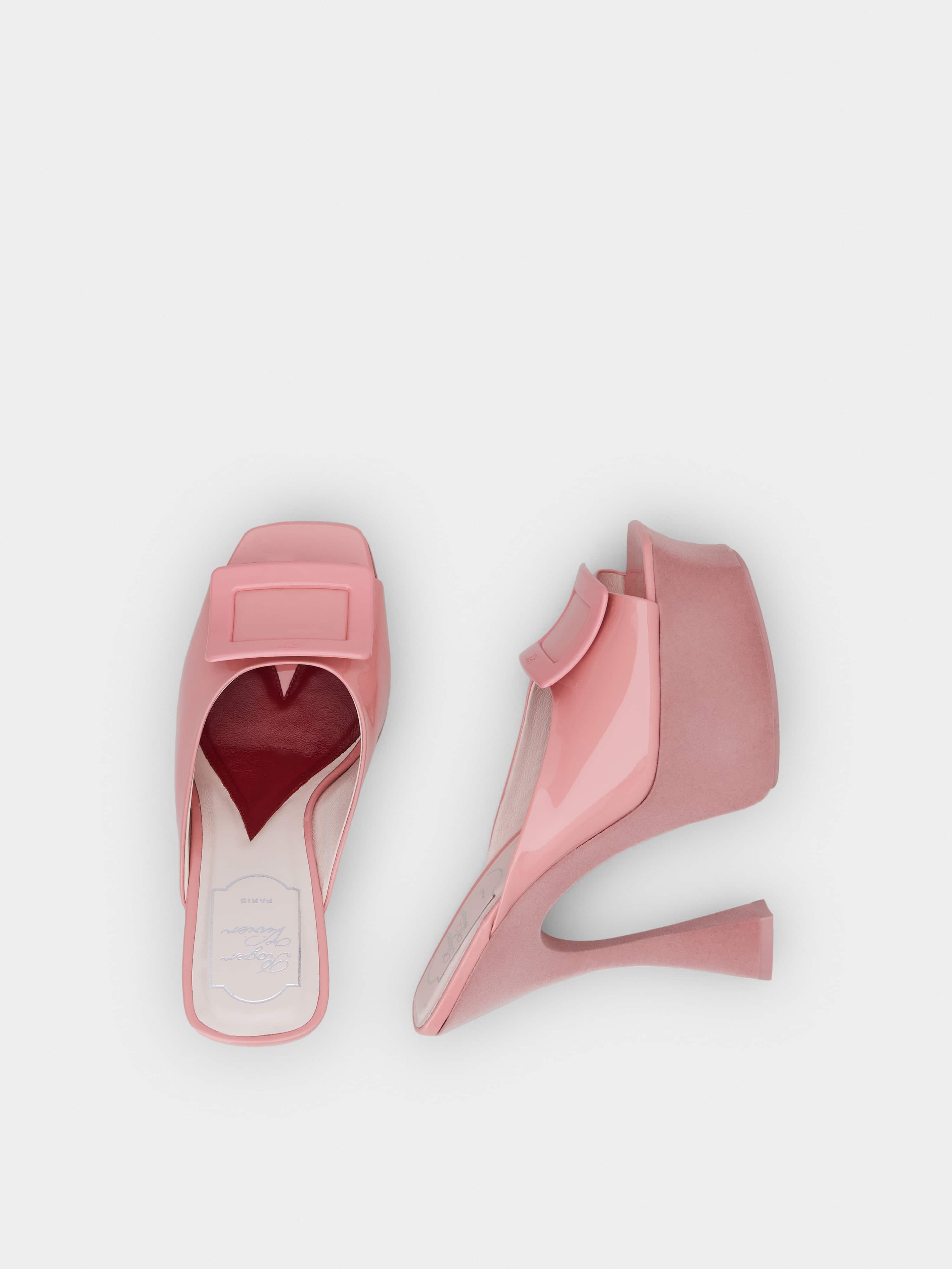 Covered Buckle Platform Mules in Patent Leather - 4