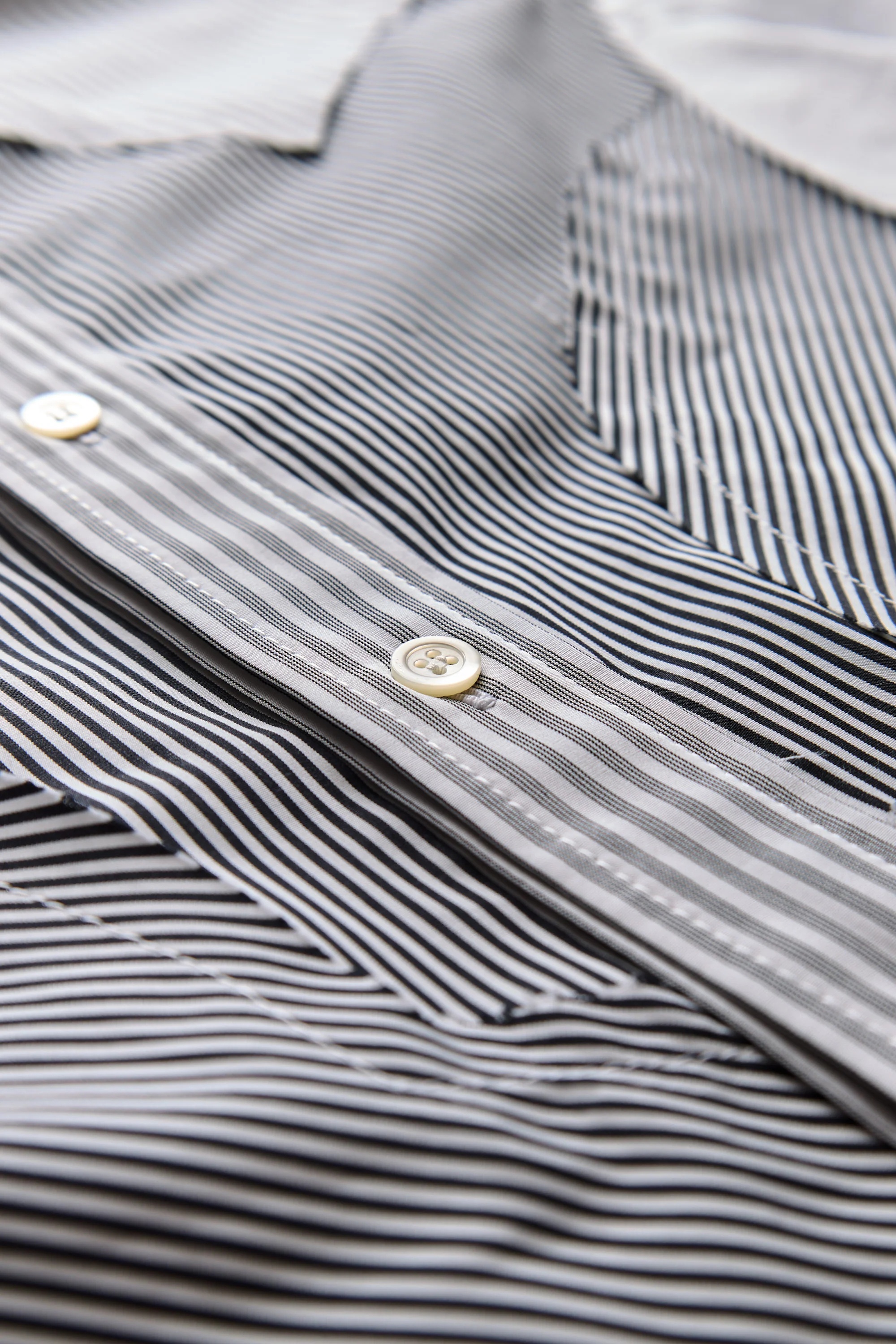 Maison Margiela Patchwork Striped Button Down Shirt Black - 3